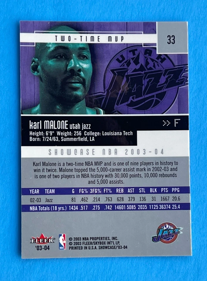 2003-04 Fleer Showcase Karl Malone #33 Utah Jazz - Image 3 of 3
