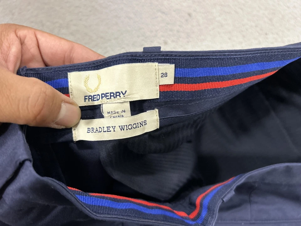 Pantalones Cortos Chinos Fred Perry Bradley Wiggins Para Hombres 28 Azul Algodón Spandex Informales Foto 3 de 4