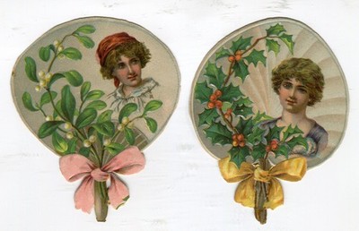 GlanzbilderOblaten scraps  Fächer  Dame Blumen geprägt 9 cm