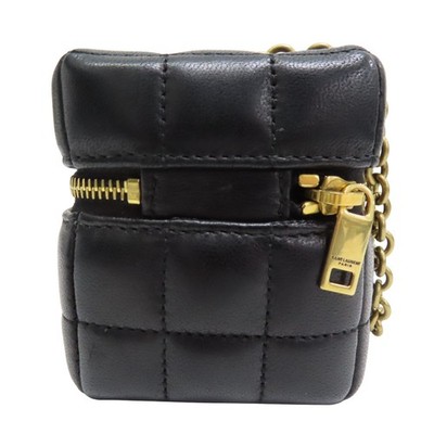 SAINT LAURENT Cassandre Matelasse Carre Mini Cube Wristlet Black