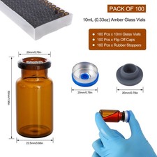 10mL Amber Glass Vials Headspace Vials Leak-Proof Brown Borosilicate Lab Sample