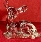 Vintage Fenton Sitting Fawn Deer Clear Glass Figurine 3.25”H x 3.5”L x 2”W
