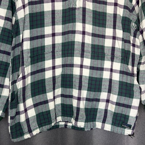LL Bean Henley Flannel Hoodie Kids Size X-Large Scotch Plaid Vintage USA - Picture 4 of 6