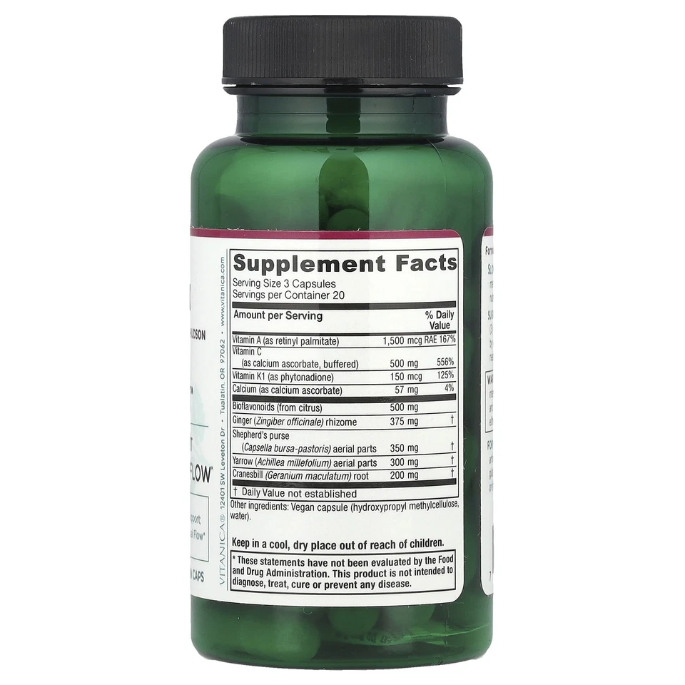 Slow Flow™, Flujo menstrual saludable, 60 cápsulas veganas Foto 2 de 2