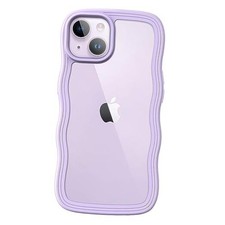 Cute Case for iPhone 14 6.1-Inch, Wave Frame Curly Shape Shockproof Purple