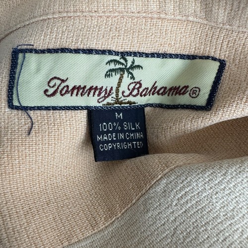 Camicia hawaiana in seta Tommy Bahama uomo M arancione mazza sigari ricamata - Foto 5 di 12