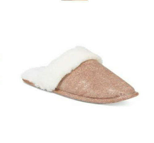 PANTOFOLA D’ORO Pantofole INC pelliccia sintetica metallizzata shimmer scuff oro rosa piccole