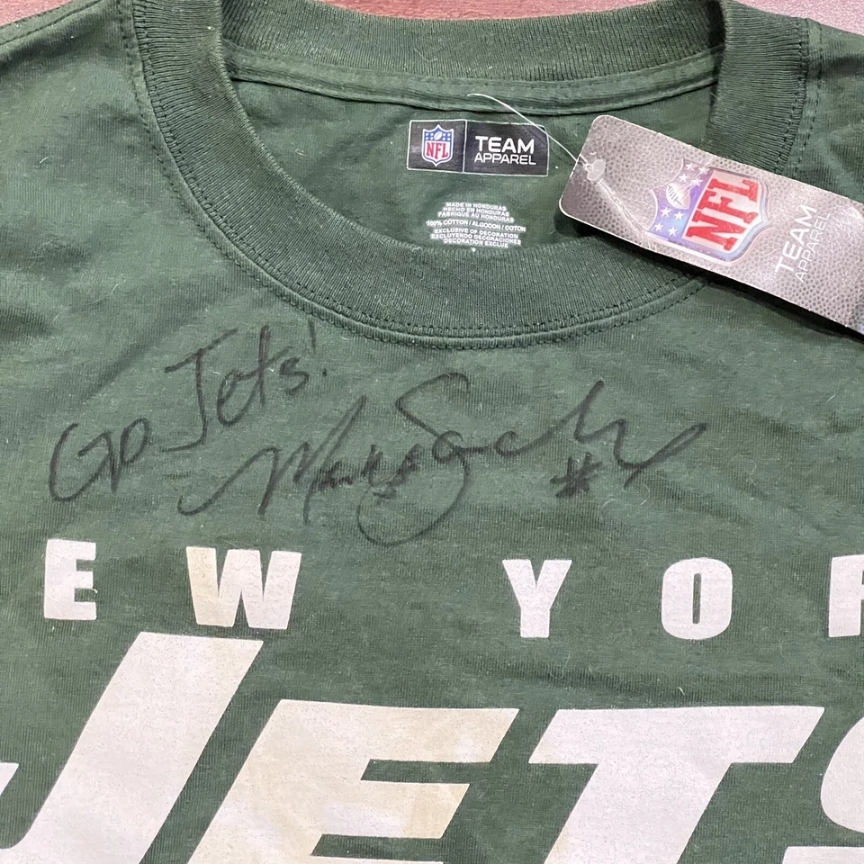Camiseta autografada assinada Mark Sanchez New York Jets NFL com etiqueta G - Imagem 2 de 4