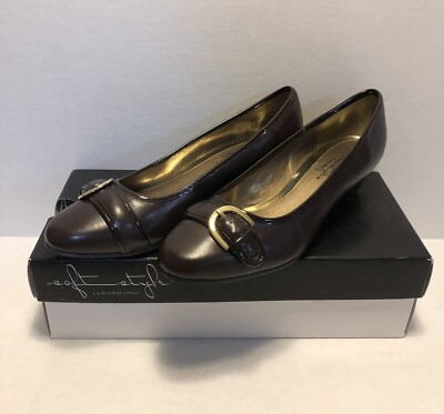 Hush Puppies Soft Style 6M Pumps Women's Lulu Brown Slip On Pump Heel
