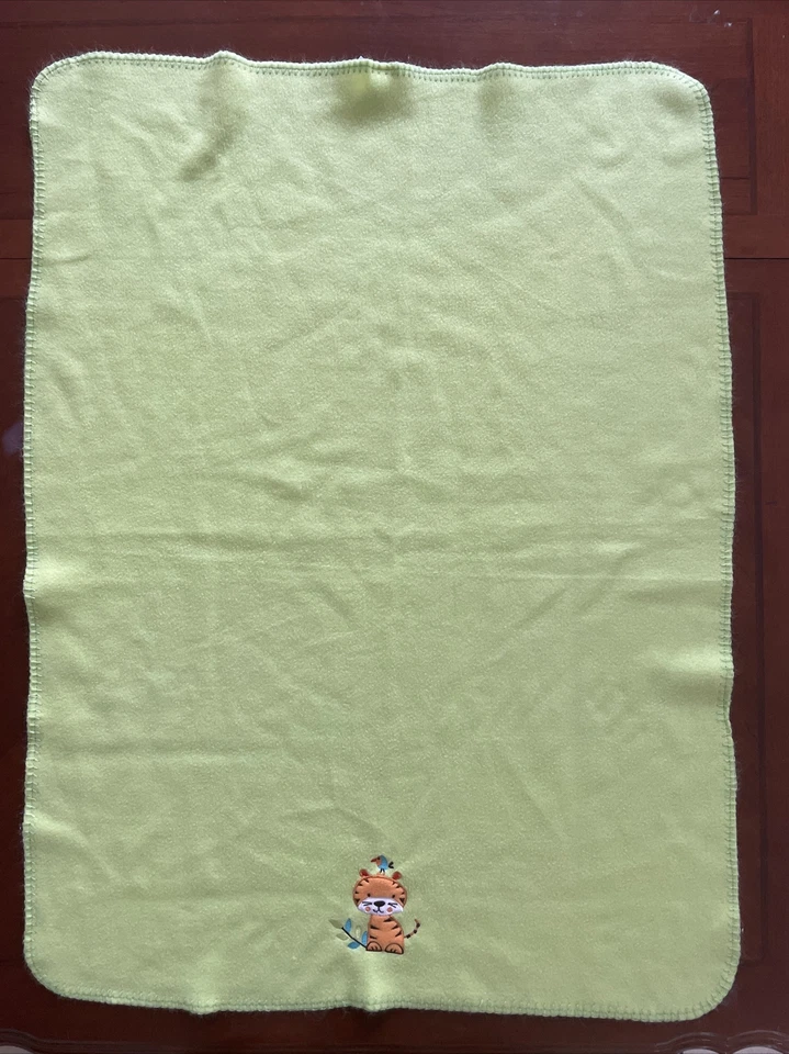 Garanimals Baby Blanket Lime Green Fleece Tiger & Bird Jungle 30 x 40 Lovey - Image 2 of 4
