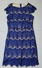 True Decadence Royal Blue Lace Dress Size 10 Nude Lining