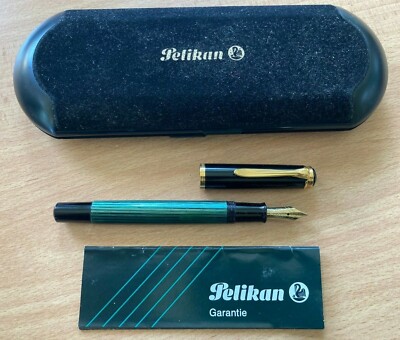 PERIKAN SOUVERAN　14C-585 Pelikan (Souveran) Fountain Pen Gold + Green Stripe, Gold M nib