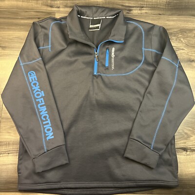 Ecko Function Jacket Mens XL Black with Blue Stitching Pullover Long Sleeve