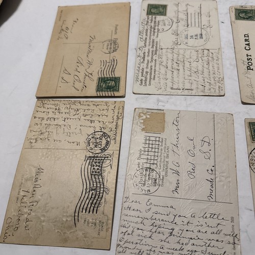 Vintage Lot Of 8 Holiday Postcards Christmas New Years 1909-12 Postmark Stamp - Picture 19 of 19