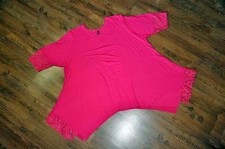 Lagenlook raffiniert megaweite A-Linie Tunika mit Spitze Jersey PINK XXXL,XXXXL