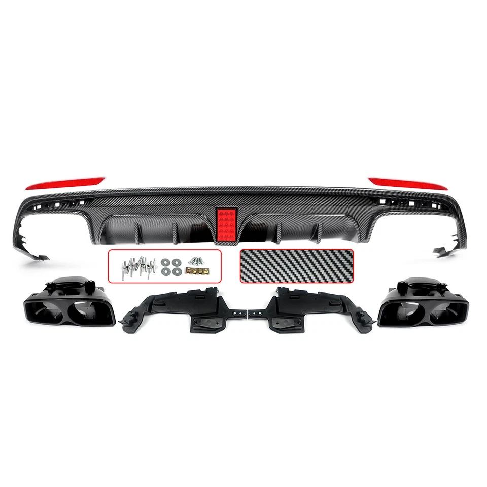 For 2013-2017 Mercedes Benz W222 S550 S63 Rear Diffuser w/LED Light + Exhuast Foto 4 de 4
