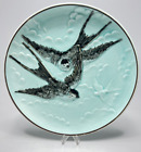 1880's Antique French Swallow Birds in Clouds Majolica Decorative Plate Rare 8'