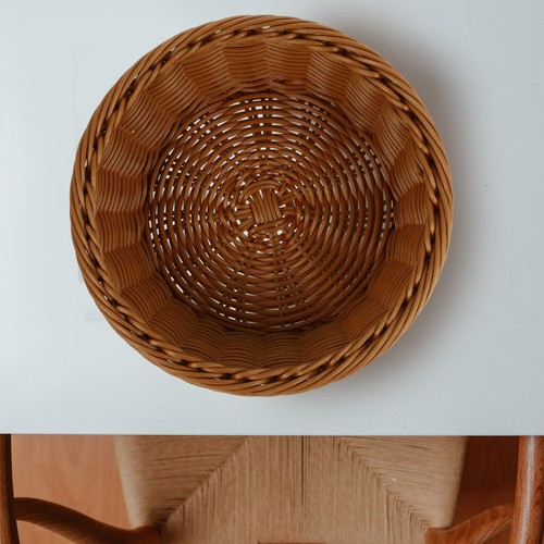 Small Wicker Basket for Kitchen Counter Round Bread Fruit - Picture 12 of 12