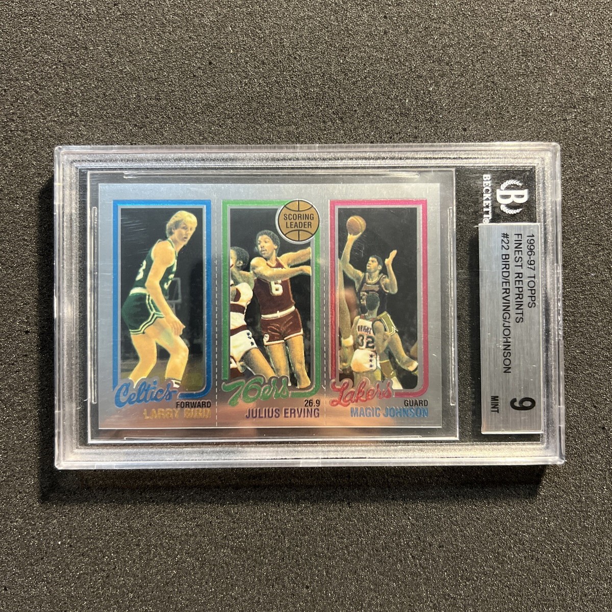 その他 1996 Topps Finest 22 Johnson/Bird/Erving 1996-97 Topps Finest Reprints BIRD / ERVING / MAGIC #22 - BGS