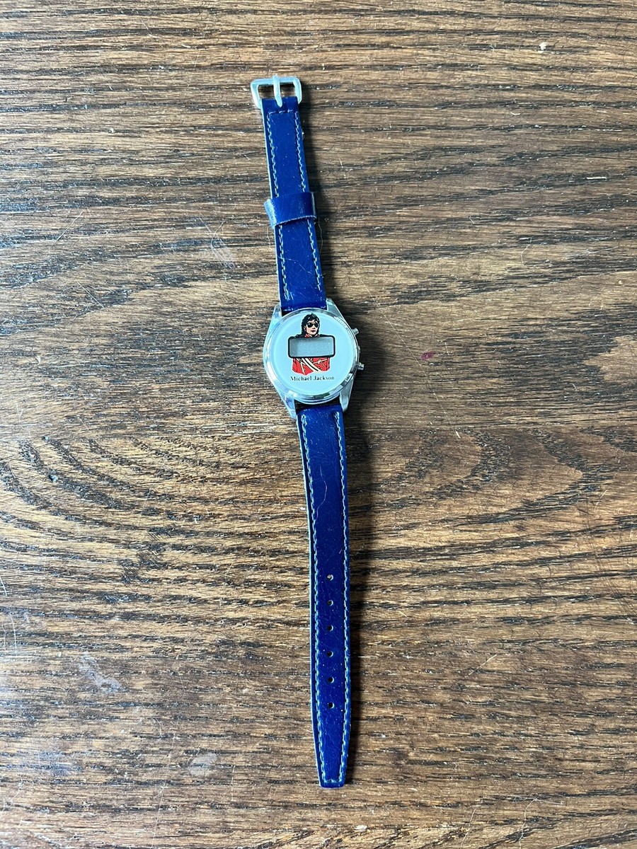 Vintage 1980's Michael Jackson Digital Watch With Navy Blue Band