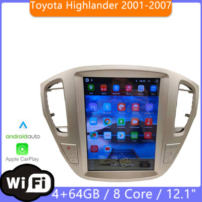 12.1'' Tesla Style Car Radio For Toyota Highlander 2001-2007 Gps Navigation