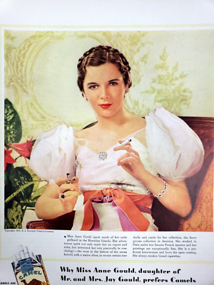 Woman Debutante Camels Vintage 1934 Ad Magazine Print Lady In Pink
