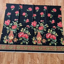 Chinese Vase Red Yellow Floral Flowers Black Border Panel Michael Miller 1.4 Y