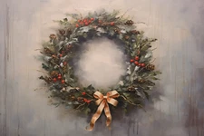CHRISTMAS WREATH STRETCHED CANVAS PRINT WALL ART READY TO HANG CA31
