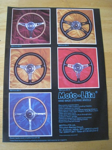 MOTO-LITA HANDGEFERTIGTE LENKRÄDER THRUXTON RENNSTRECKE WERBUNG A4 DATEI 24