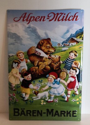 Bärenmarke Alpenmilch Blechschild, ca.  40 x 60 cm, Deko, 3-D-Optik, Küche