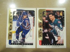  2 1997 pinnace be a player signed hockey cards doug weight card174/mark recchi 