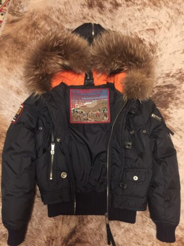 Dsquared down jacket hood fur sz. 38 blue | eBay