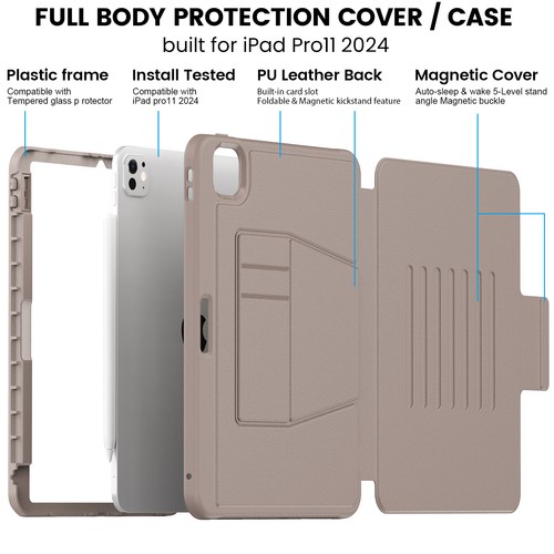 Smart Magnetic Buckle Leather Cover Stand Armor Case For iPad Pro M4/Air M3 2025 - Picture 76 of 81