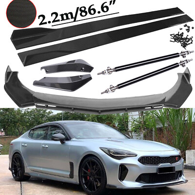 Carbon Fiber Front Bumper Lip Splitters Side Skirt Strut Rod For KIA Stinger
