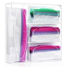 Food Zip Freezer Bag Storage Organizer Ziplock Acrylic Kitchen Dispenser Holder