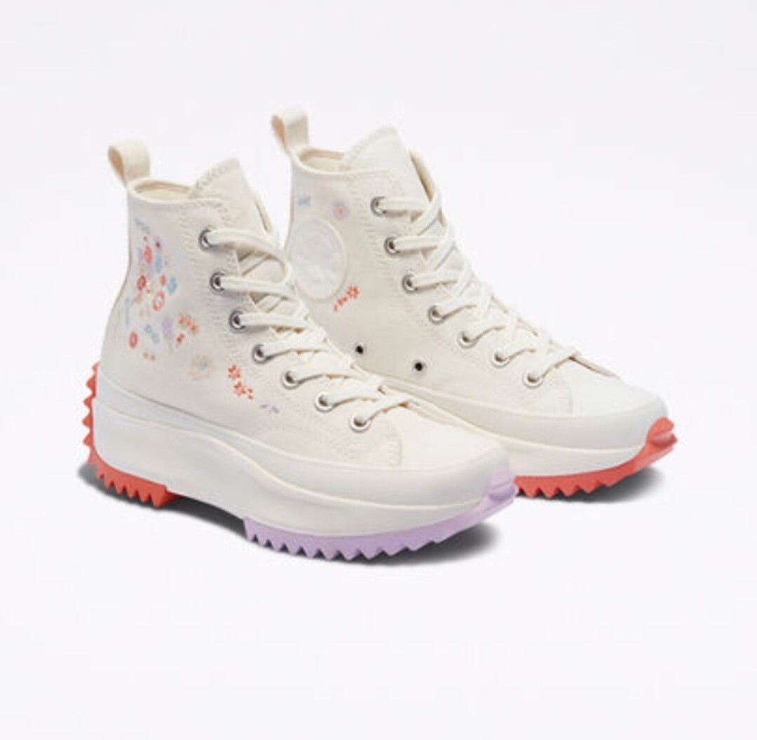 Converse Run Star Hike Hi Platform Embroidered Floral Unisex Sz