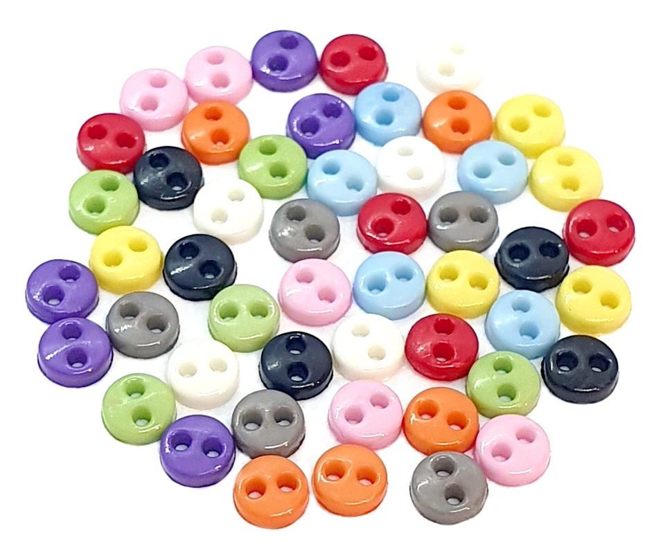 50 Mini-Knöpfe 4mm in verschiedenen Farben 2-Loch Kunststoff - Bild 3 von 3