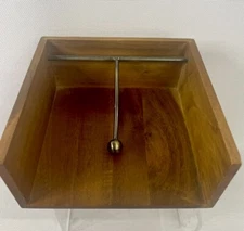 Threshold Acacia Wood Napkin Holder W Gold Drop Weight Tks Nap 6"x6" or Smler