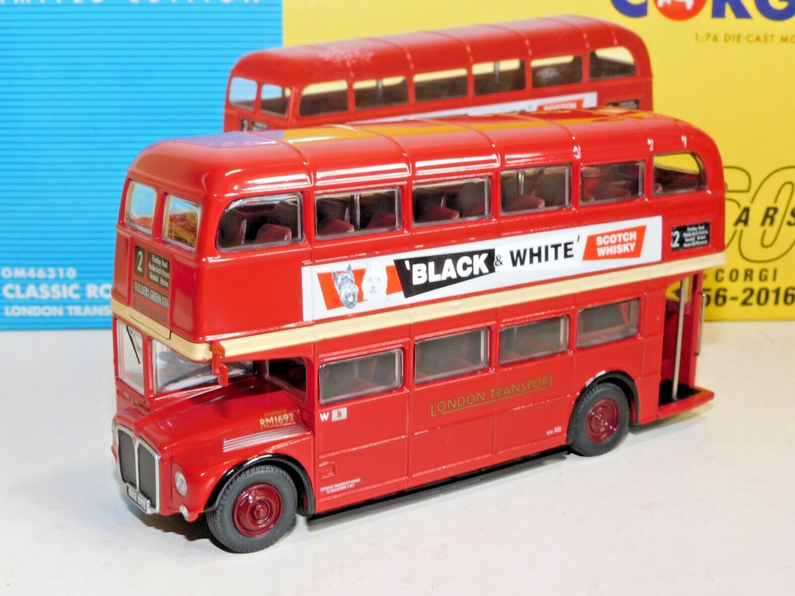 OOC AEC ROUTEMASTER BUS LONDON TRANSPORT ROUTE 2 GOLDERS GREEN 1/76 OM46310