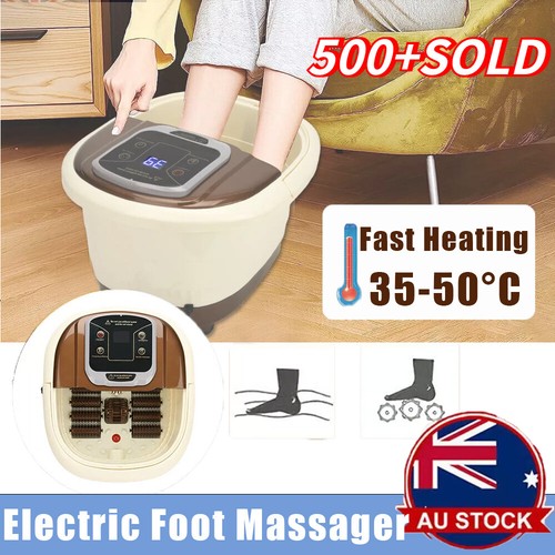 10L Electric Heated Foot Spa Bath Bubble Massage Roller Home Physiotherapy Relax