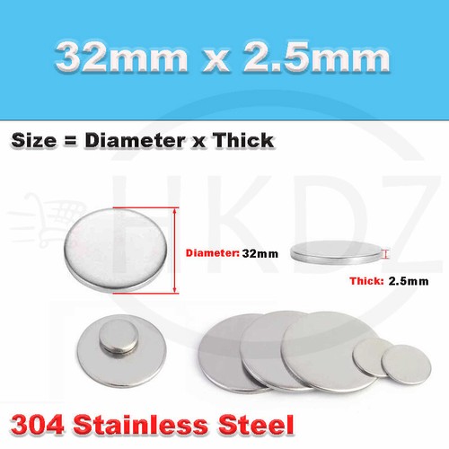 Stainless Steel Blank Round Disc 304 Grade Metal Sheet Plate Ø6-80mm Thick 1-5mm - Picture 147 of 240