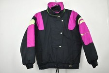 VTG Liberty Bell Womens Neon Pink Green Ski Winter Zip Snap Front Coat Sz L