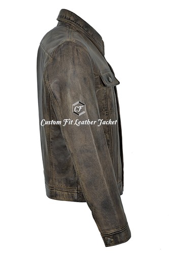 Mens Classic Dirty Brown Real Leather Jacket John Lennon The Beatles Rubber Soul - Picture 7 of 13