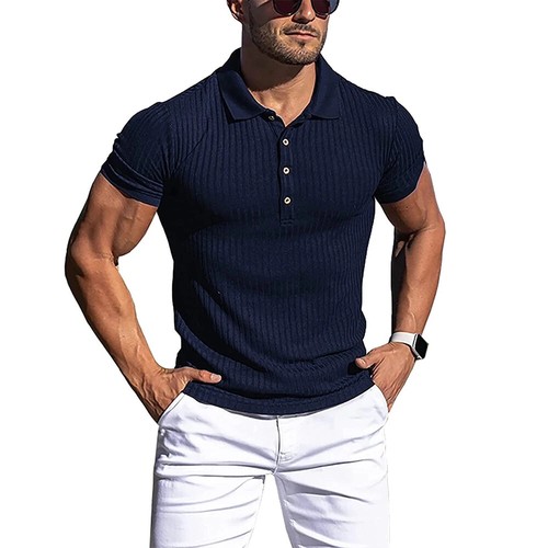 Sommer Polo Herren Fitness Elastizität Kurzarm Poloshirts Männer Herrenhemden - Bild 5 von 20