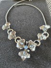 Vintage Rhinestone Necklace & Earrings Set Floral w Blue Rhinestones Choker Set — photo 2
