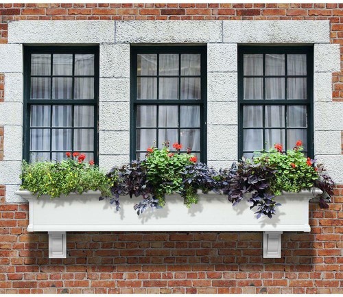 6 ft. White Window Box Planter Pot Garden Flower Herb Self Watering Outdoor Box - Picture 6 of 12