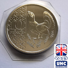 (BRILLIANT UNC) BRITISH 2025 CHARLES III TEN PENCE 10p 'GROUSE' coin