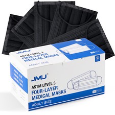 Black ASTM Level 3 Medical JMU Dental Mask 4 Layer Disposable Face Masks BFE 98
