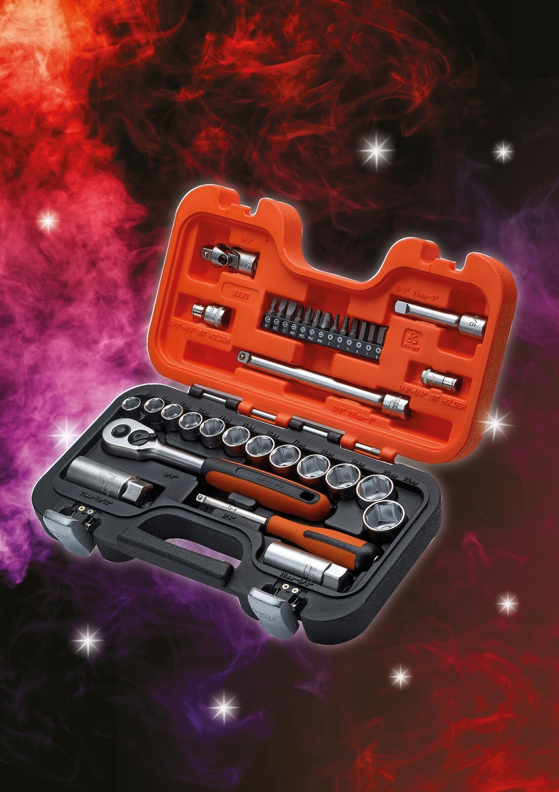 BAHCO S330 34 Piece 3/8" Drive Metric AF Socket Set Ratchet