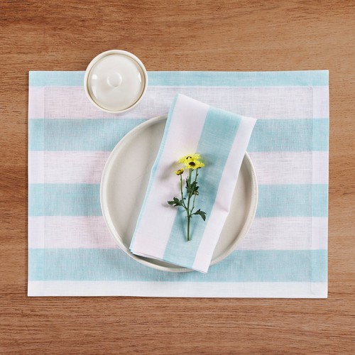Solino Home 100% Pure Linen Dinner Napkins 20 x 20" for Fall - Cabana Stripe - Picture 50 of 57